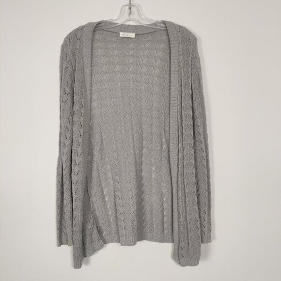 Foxxy Lady Sweaters - Foxxy Lady Women's Cardigan Size L Gray Cotton Knit Openwork Casual Resortwear